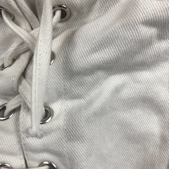 Forever 21 Small White Skirt Criss Cross Tie Denim - Picture 5 of 6